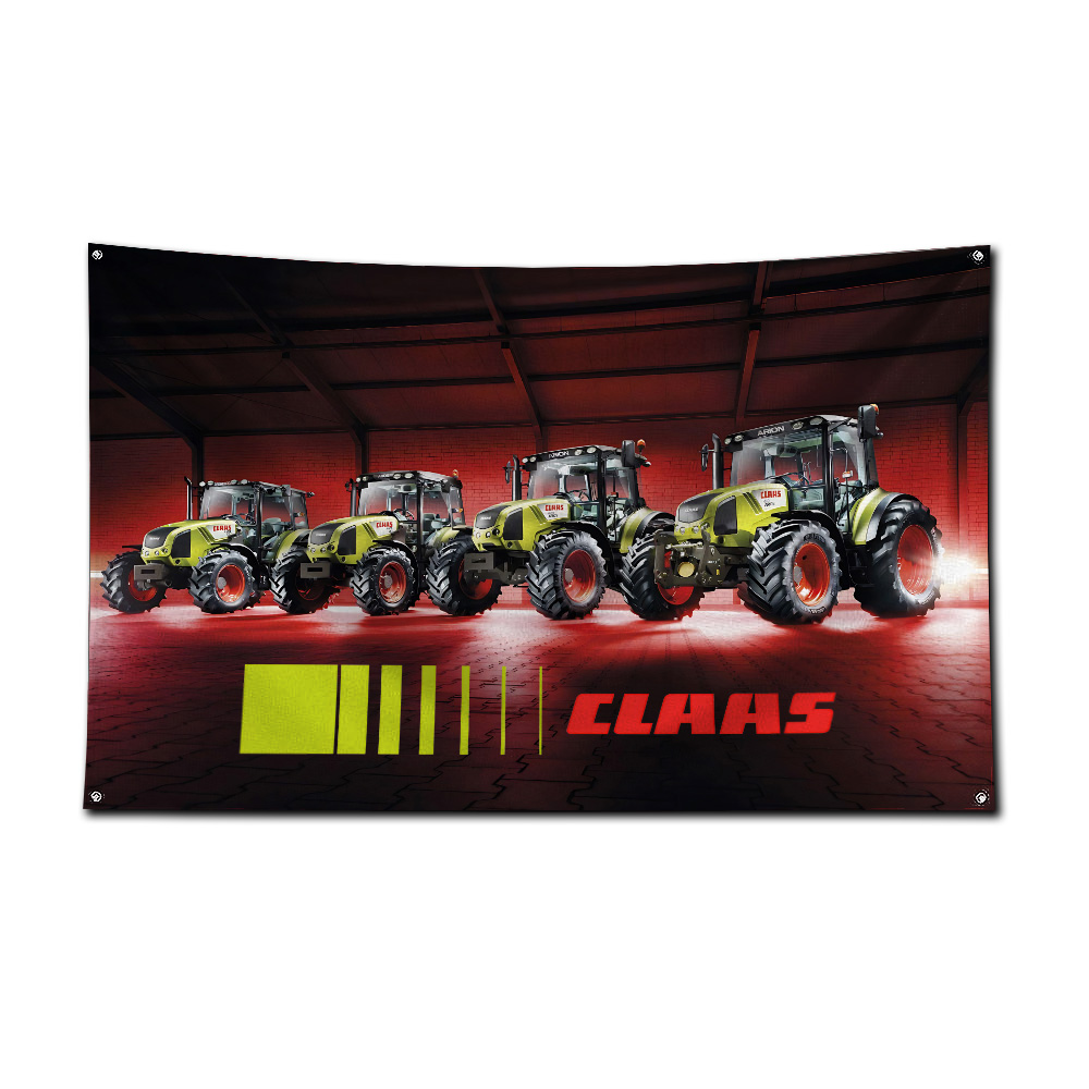 Farming Agriculture Logo - トラクター＆コンバインハーベスターフラッグバナー、農場、作業場、男性用洞窟、農業ファンの装飾用の緑と赤のロゴフラッグ