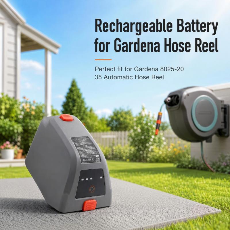 Gardena Hose Comfort - 008A231 充電式リチウムイオンバッテリー、Gardena 8025‑20 コンフォートワンド‑シュラウヒボックス 35 自動巻き取りホースリールに適合