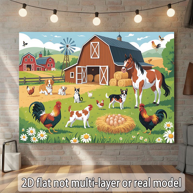 2Dフラットデザイン、農場の動物と農産物が描かれたワンピース - Agriculture Farming School のレビューと価格