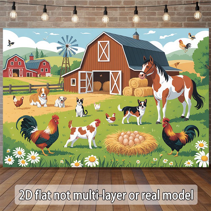 2Dフラットデザイン、農場の動物と農産物が描かれたワンピース - Agriculture Farming School のレビューと価格