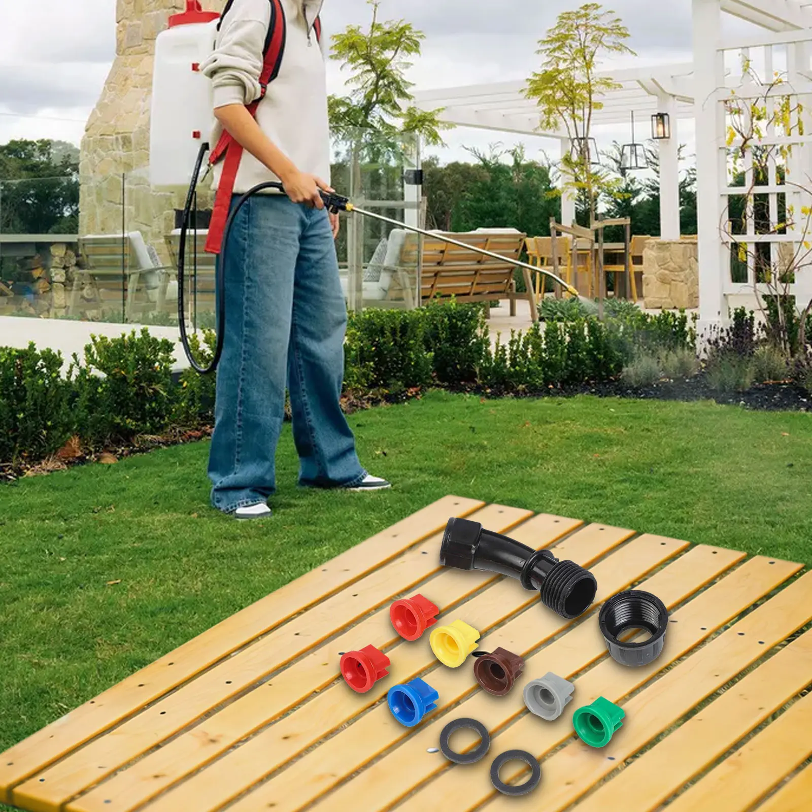 110度広角ファンノズル、1.6mmのオリフィス、畑作や景観 - Crop Sprayer Backpack のレビューと価格
